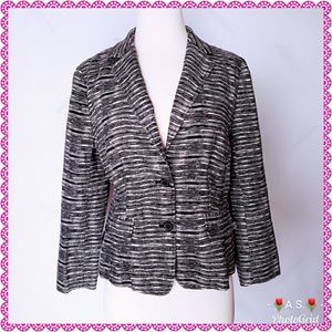 Ann Taylor Loft Blazer Womens 8 Black White Cream